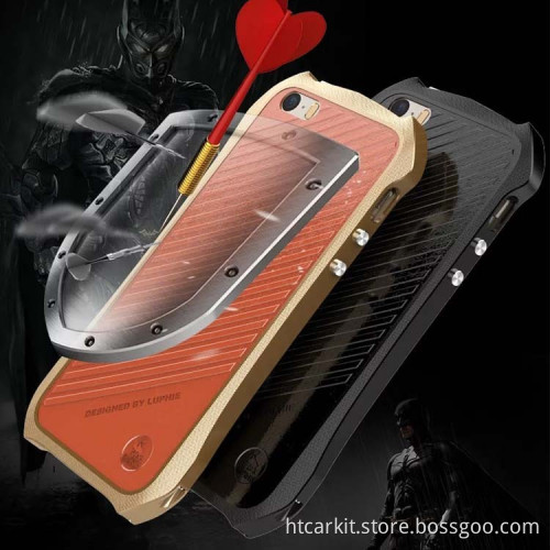 Luphie case for Iphone 5se Aluminum metal bumper case back leahter cover for iphone 5se luxury mobile phone batman case